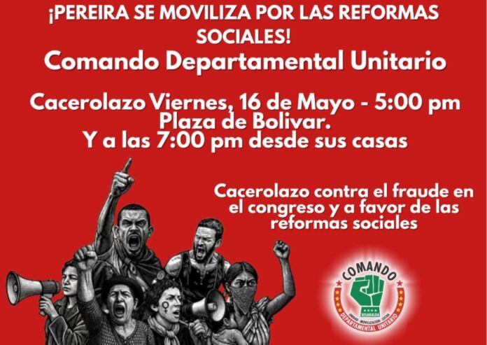 convocatoria cacerolazo Pereira