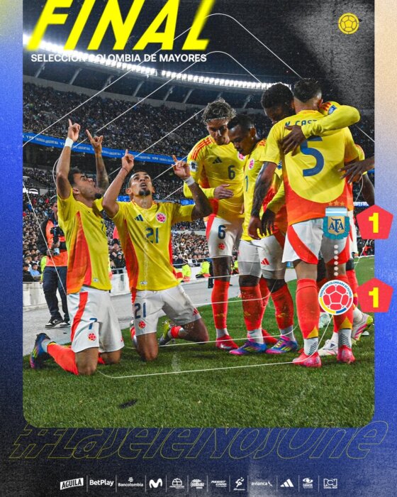 La Selección Colombia empató con Argentina 1-1 por la clasificación al Mundial del 2026